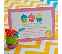 Chevron Cupcake Birthday Party Printable Invitation - Pink